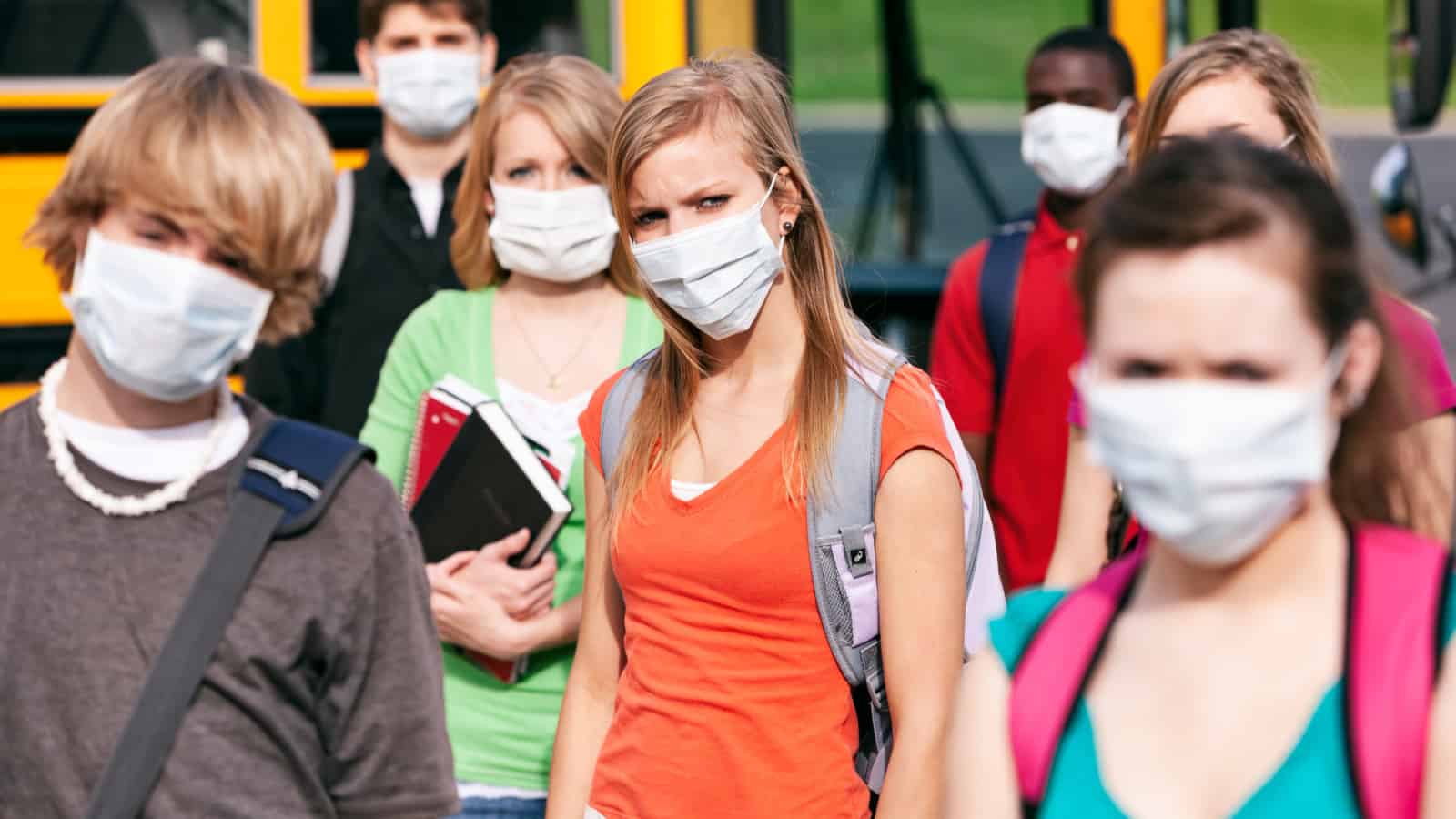 school students wearing masks